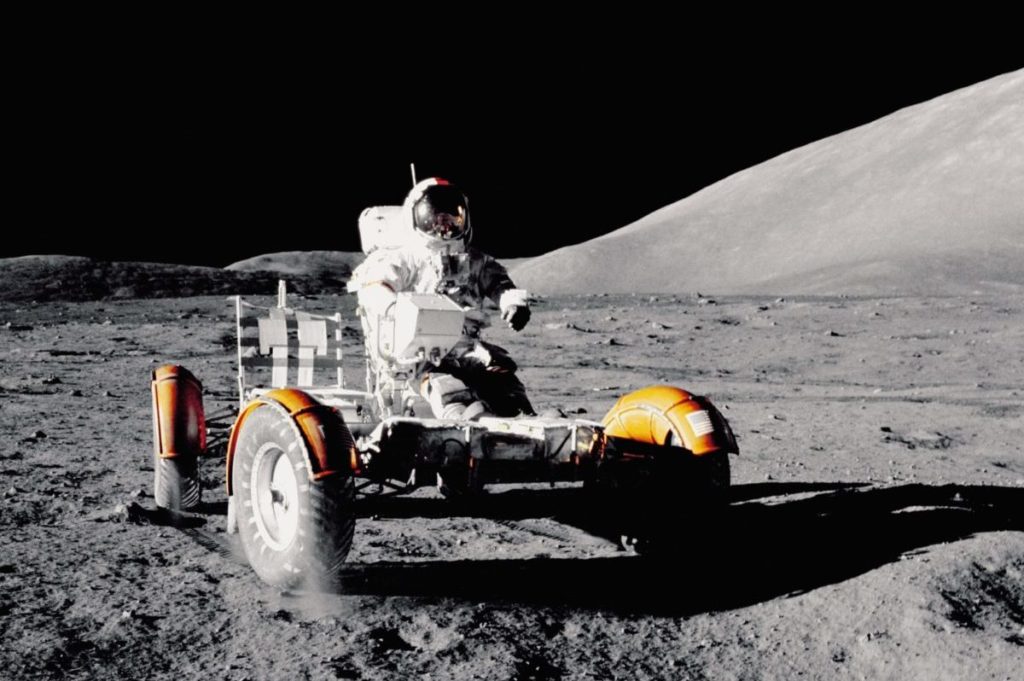 Astronaut on lunar rover